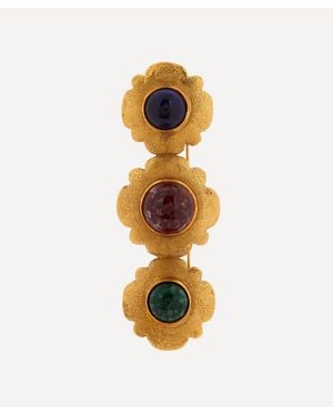 Dress Box 1980's Chanel Gilt Faux Sapphire Ruby And Emerald Brooch - Metallic
