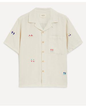Folk Relaxed Soft Collar Scattered Embroidery Shirt - White