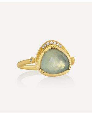 Brooke Gregson 18Ct Aquamarine Diamond Halo Ring - Metallic