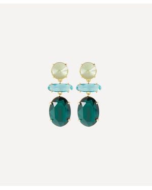 Kenneth Jay Lane Plated Emerald Tri-Shape Drop Earrings - White