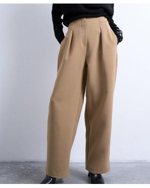 TOPSHOP Slouchy Clean Waist Band Tailored Pants - Natural