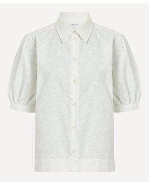 Liberty Victoria's Lace Embroidered Puff-Sleeve Shirt - White