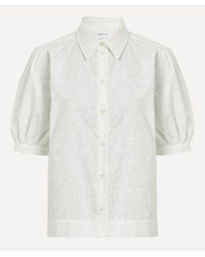 Liberty Victoria's Lace Embroidered Puff-Sleeve Shirt - White