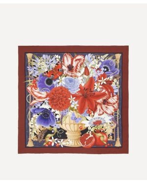 Emily Carter The Pomegranate Still Life 90X90 Silk Scarf - Red