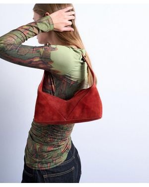TOPSHOP Safia Suede Shoulder Bag - Red