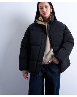 TOPSHOP Internal Check Puffer Jacket - Blue