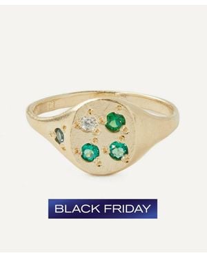 Seb Brown 9Ct Neapolitan Diamond Multi-Stone Signet Ring - White