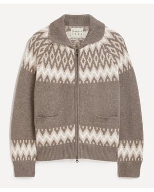 Jumper 1234 Cashmere Wool Ski Zip-Up Cardigan - Grey