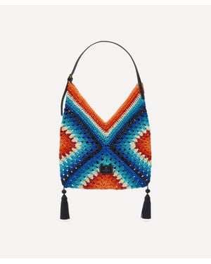 Anya Hindmarch Raffia Tassel Shoulder Bag - Blue