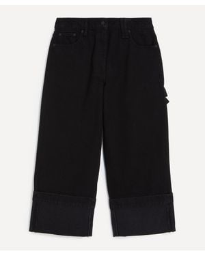 Simone Rocha Turned-Up Cropped Wide-Leg Jeans - Black