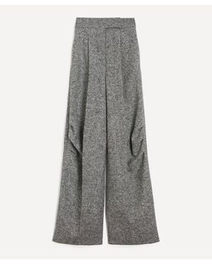 Max Mara Simone Wool-Silk Tweed Trousers - Grey
