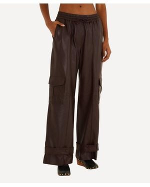FARM Rio Leather Pants - Brown