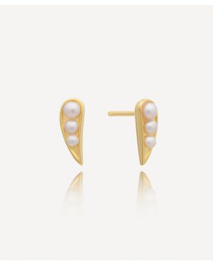 Rachel Jackson 22Ct-Plated Kindred Pearl Stud Earrings - Metallic