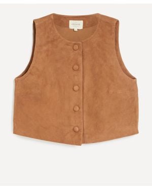 Sezane Women's Tara Camel Suede Sleeveless Blouse - Brown