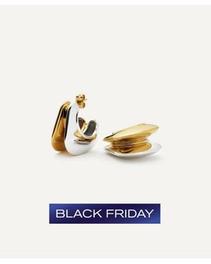 Missoma Mixed Metal Hera Dome Double Ridge Medium Hoop Earrings - White