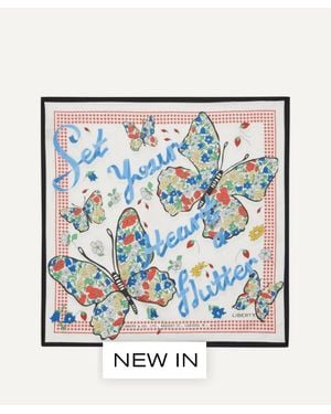 Liberty Set Your Heart A Flutter Silk Scarf 45 - White