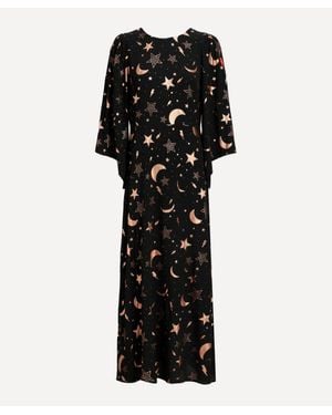 Scamp & Dude And Foil Moon Star And Lightning Bolt Midi-Dress - Black