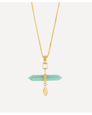 Rachel Jackson 18Ct-Plated Tranquillity Aquamarine T-Bar Necklace - White