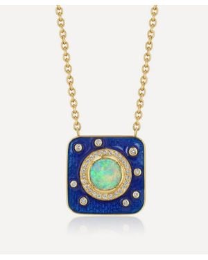 Brooke Gregson 18Ct Starry Sky Opal Diamond Enamel Necklace - White