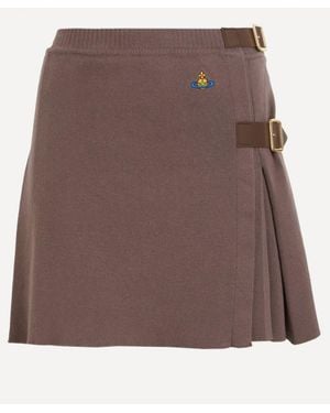 Vivienne Westwood Bea Cotton-Cashmerekilt Mini Skirt - Brown