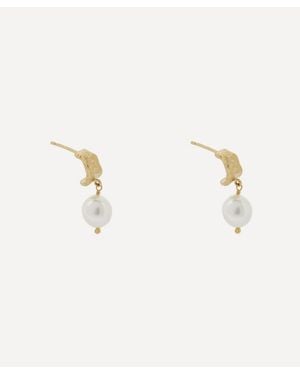 Alex Monroe Plated Bark Huggie Hoop Earrings - Natural