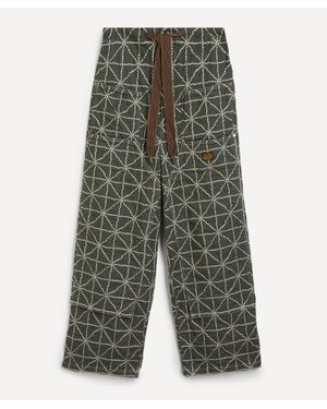 Kapital Color Denim Fold Dojo W-Knee Easy Baggy Pants - Green