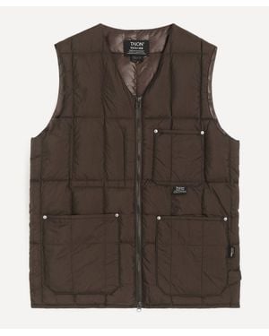 Taion Work V-Neck Down Vest - Brown