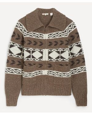 Levi's Waverly Fair Isle Knit Zip Sweater - Grey