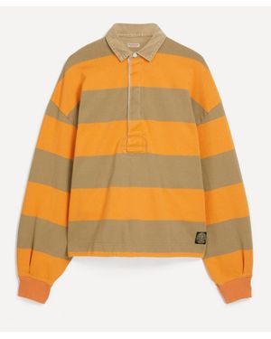 Kapital Jail Stripe Jersey Big Rugger Polo Shirt - Yellow