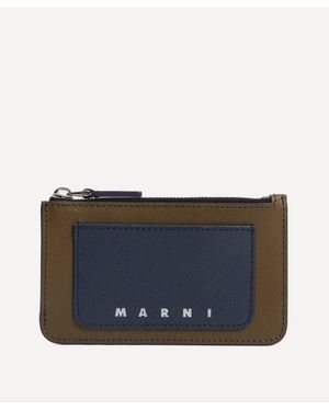 Marni Saffino Leather Card Holder - Blue