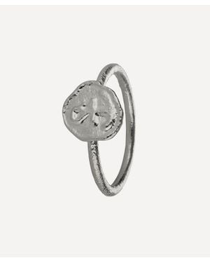 Alex Monroe Sterling Mudlarked Anchor Token Stacker Ring - White