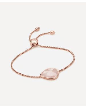 Monica Vinader Rose Plated Vermeil Siren Nugget Rose Quartz Cocktail Friendship Chain Bracelet - Natural