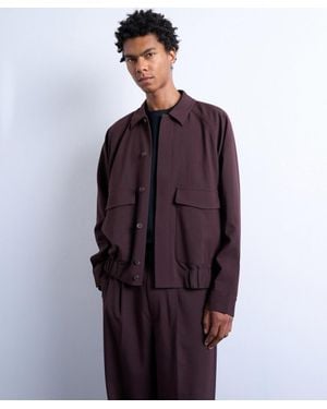 TOPMAN Smart Harrington Jacket - Purple