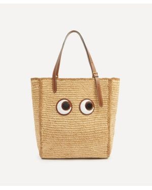 Anya Hindmarch Ns Raffia Eyes Small Tote Bag - Natural