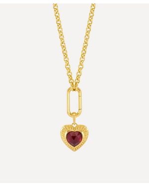 Rachel Jackson 22Ct-Plated Personalised Electric Love Garnet Heart Pendant Necklace - Metallic