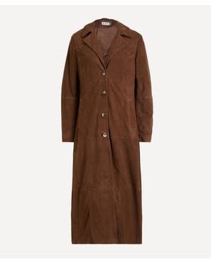 RIXO London Astraea Suede Coat - Brown