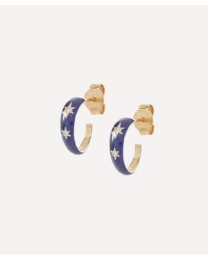 Liberty 9Ct Ianthe Star Glazed Diamond Hoop Earrings - White