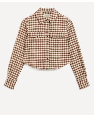 Sezane Women's Maelle Brown Gingham And Ecru Shirt - Multicolour