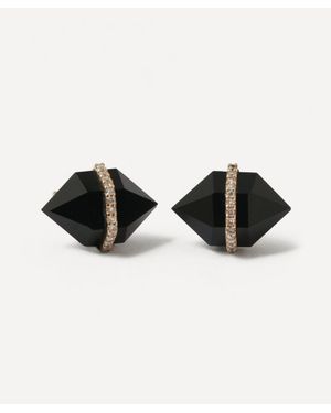 Melissa Joy Manning 14Ct Large Herkimer Cut Onyx Micropave Bezel Stud Earrings - White