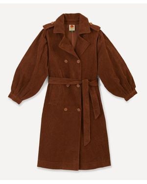 FARM Rio Corduroy Trench Coat - Brown