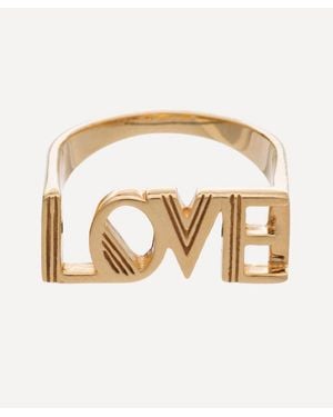 Rachel Jackson 22Ct-Plated Art Deco Love Ring - Metallic