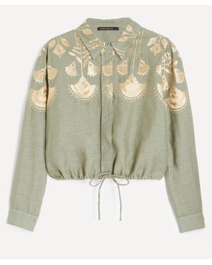 Kori Papyrus Embroidered Linen Shirt - Green