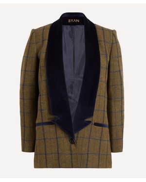 Biyan Fritz Check Wool Coat - Black