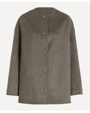 Loulou de Saison Dunne Wool-Cashmere Drap Short Coat - Green