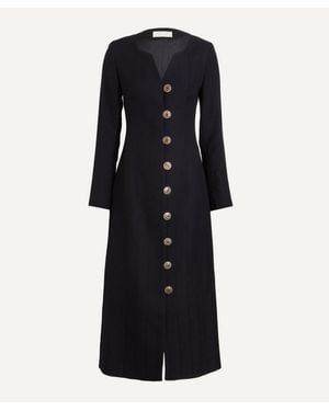 D'Estree Carmen Longline Striped Wool Coat - Black