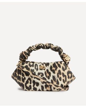 Ganni Leopard Grained Mini Bou Top Handle Bag - Metallic