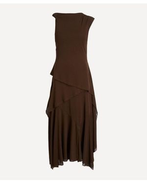Ganni Marl Mesh Long Dress - Brown
