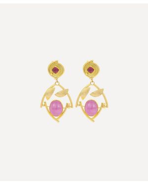 Kojis 18Ct-22Ct Vintage Ruby And Tourmaline Drop Earrings - White