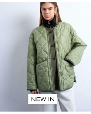 TOPSHOP Oversized Two-Tone Liner Jacket - Green
