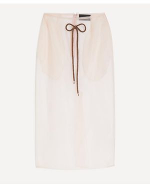 Simone Rocha Sheer Frayed Pencil Skirt - Natural